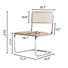 Rattan Dining Side Chair Set of 2 Stainless Steel Base