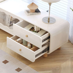 Cream Style Wooden TV Stand with Sliding Door & Drawers