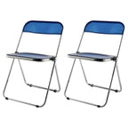 Contemporary acrylic folding armless chair with open back, ideal for dining rooms