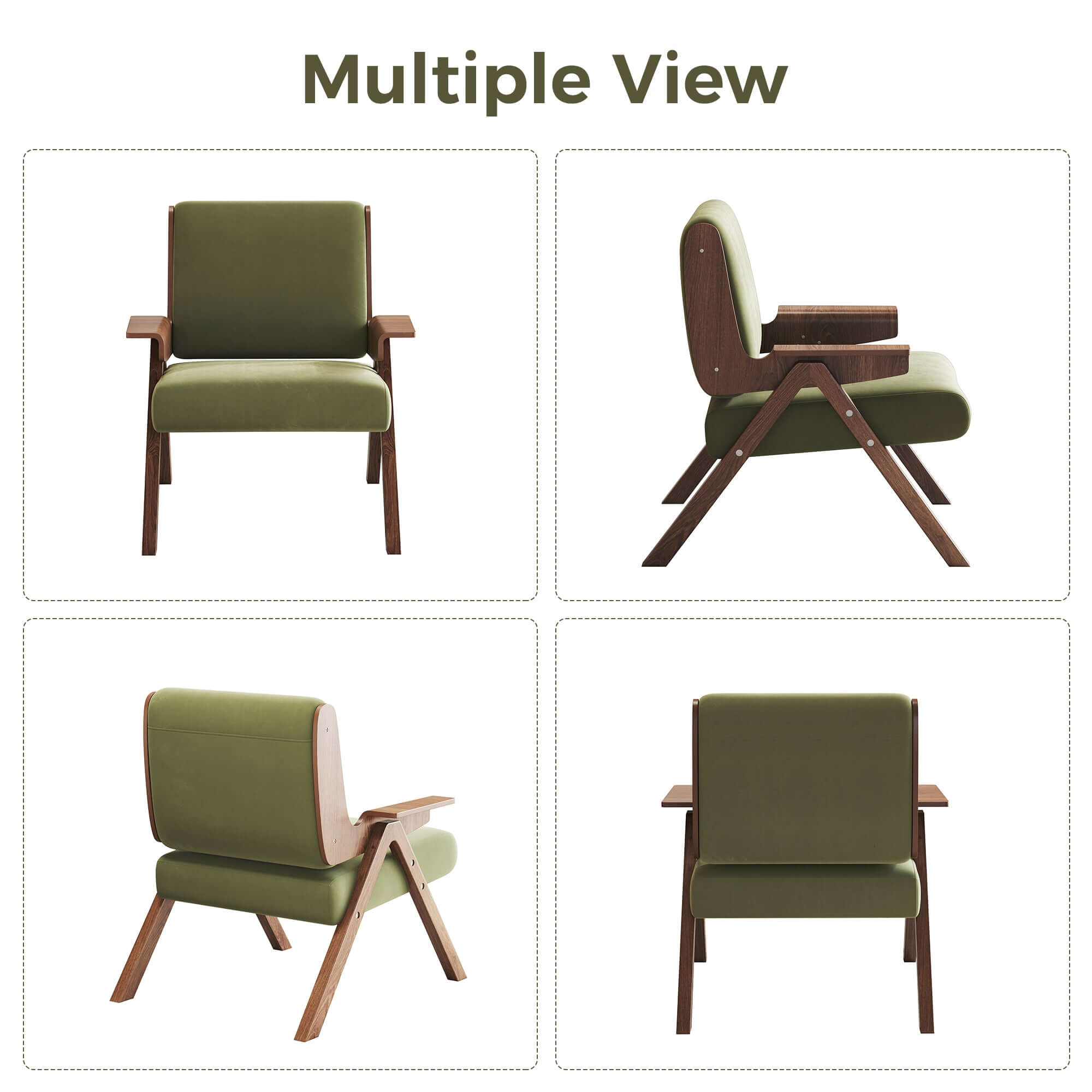 Comfortable upholstered velvet leisure chair with armrest for stylish seating