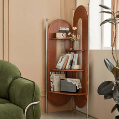 Solid Wood Corner Cabinet Retro Style Triangle Bookshelf