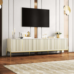 Beige 78.7" TV Stand  with Storage & Entertainment Center with Metal Foot