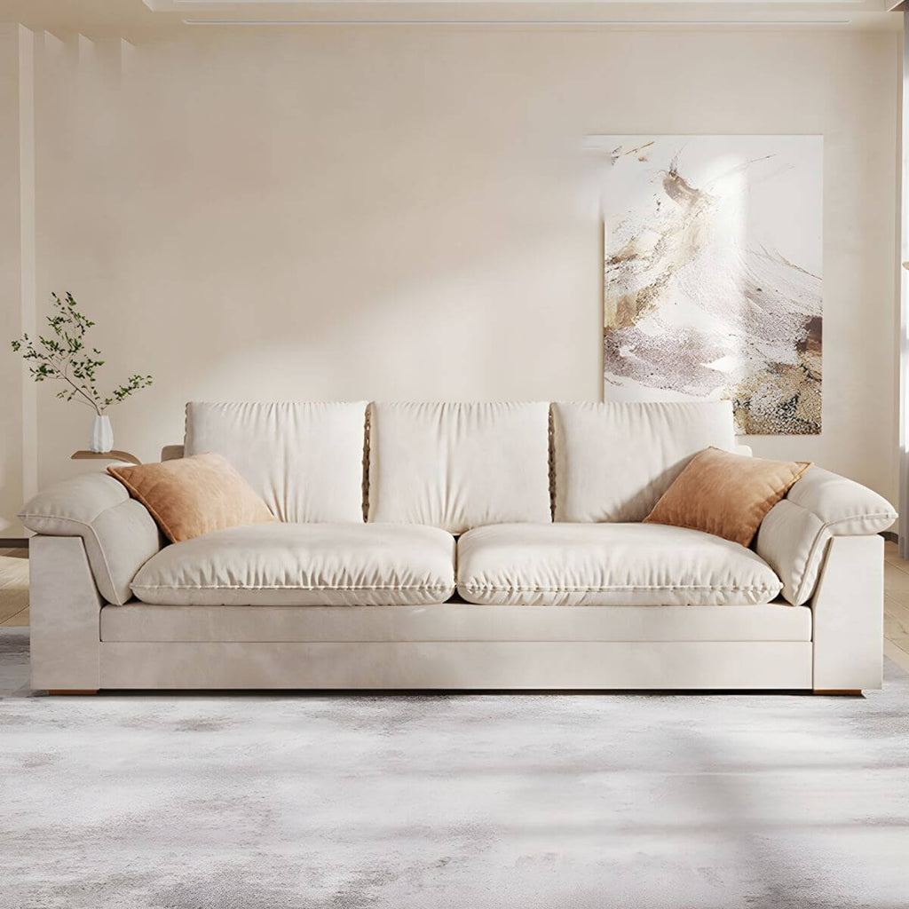 Nordic upholstered sofa bed with storage, 30.7 inches tall sleeper sofa for small spaces