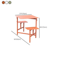 Simplistic Outdoor Picnic Table with Aluminum Frame and White/Light Green/Orange Top Patio Tables