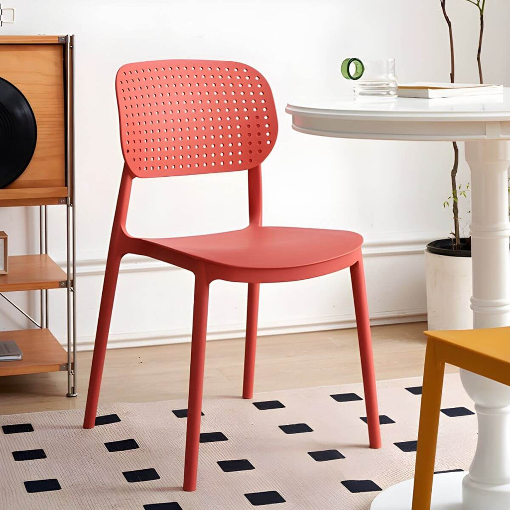 Stackable Scandinavian style plastic and acrylic side chair with low back for dining main product image