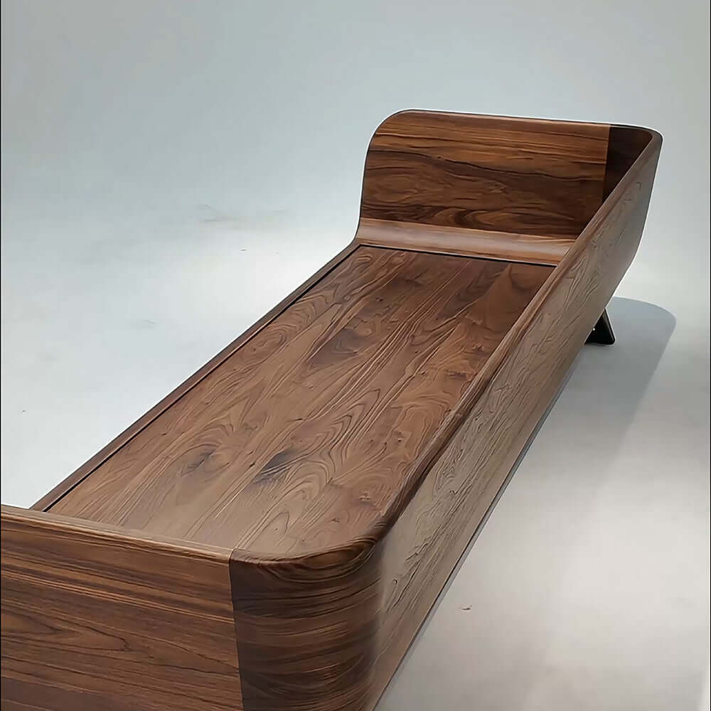 Cocochairs Modern Walnut Solid Wood Straight Sofa – Removable Cushions, Mid-Century 3-Seater Couch for Living Room