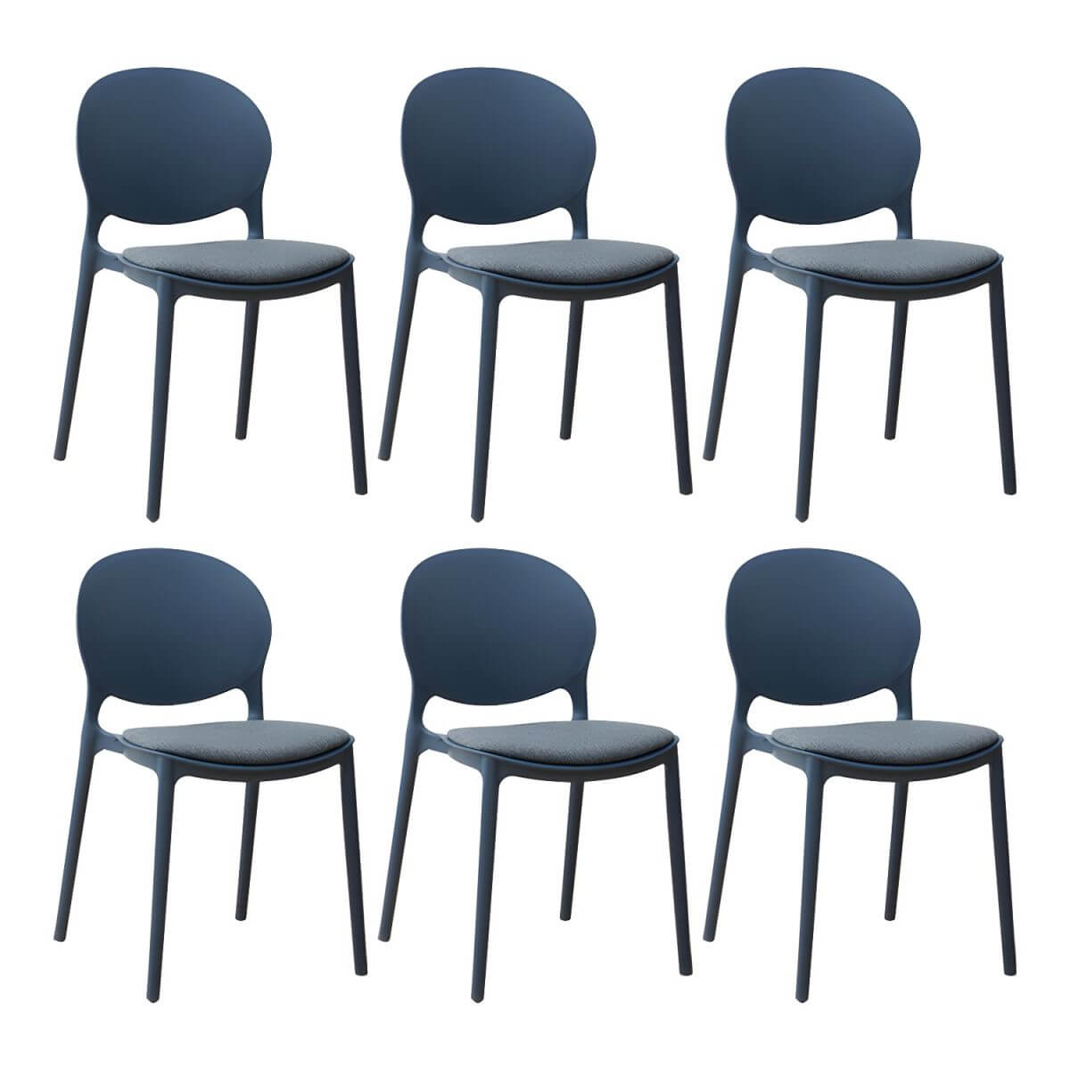 Scandinavian plastic dining chair with open back and four legs, ideal for home use