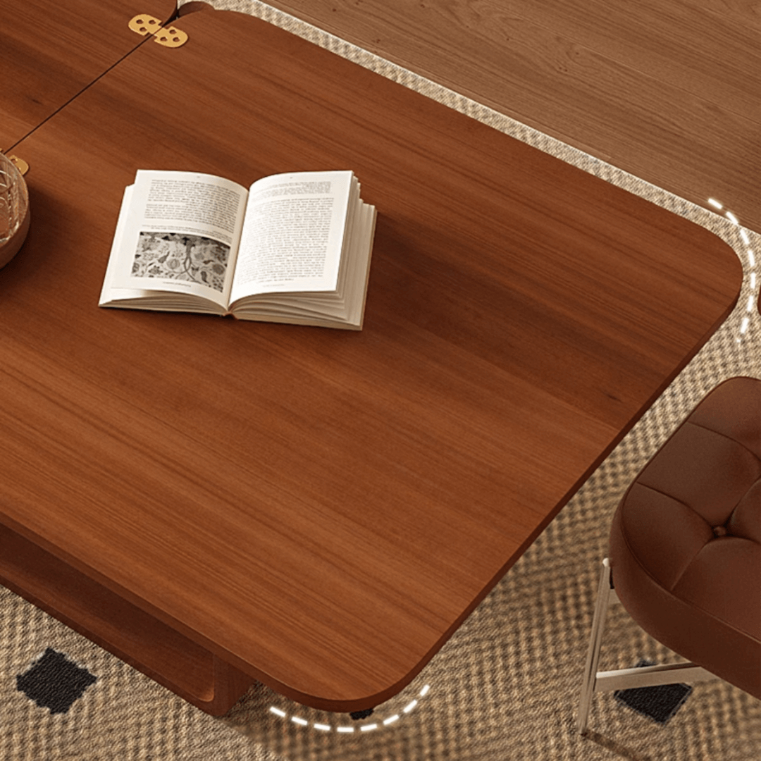 Scandinavian-inspired folding dining table with ample storage for stylish, space-saving home decor