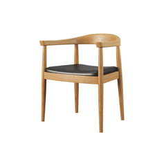 Silla de comedor trasera curvada moderna de 4 piezas, sillón tapizado de madera de nogal de cuero