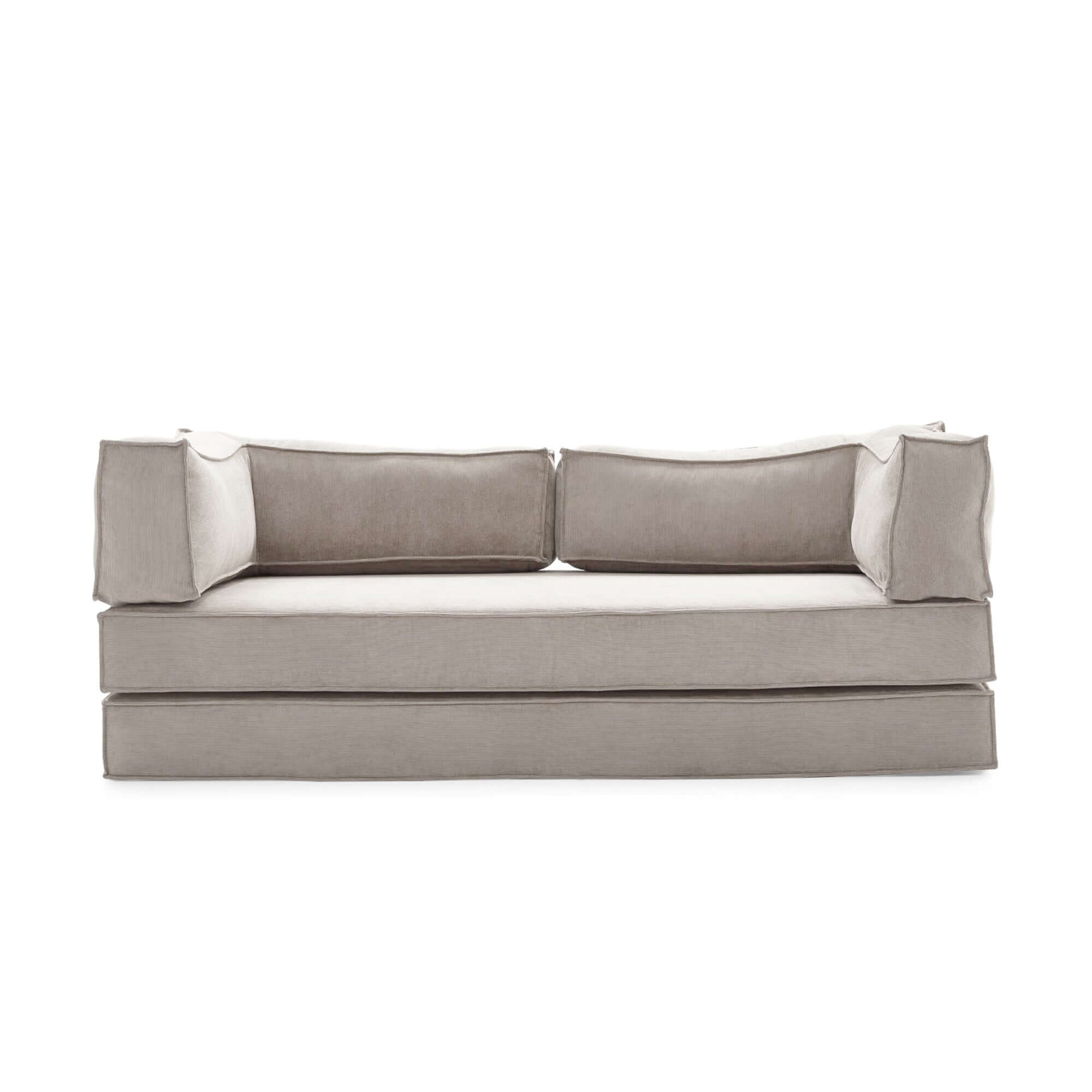 Compressed sofa bed with corduroy fabric and three stainless steel frames, DIY couch design