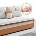 Orange polyester blend sleeper sofa with steel frame and casters, modern futon for versatile seating