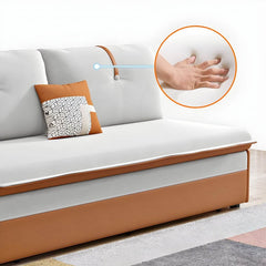 Modern Orange Polyester Blend Sleeper Sofa with Steel Frame and Casters Futons