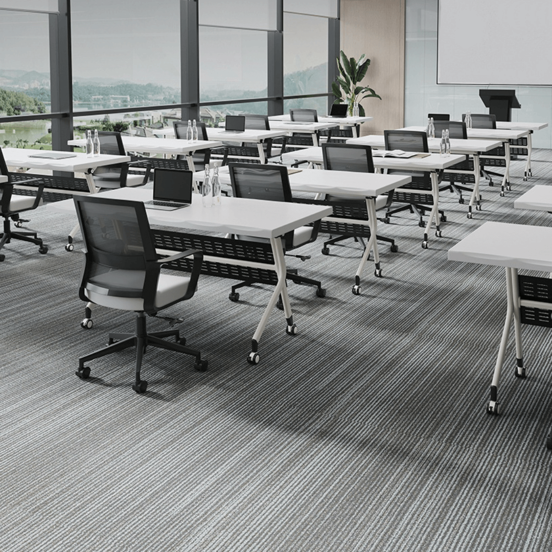 Foldable meeting table that is durable, lightweight, and easy to store