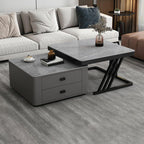 Modern square steel frame nesting coffee tables set with two pieces, including a small table