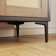 48.42 Inch Sideboard Cabinet with Rattan Decorated 4-Doors