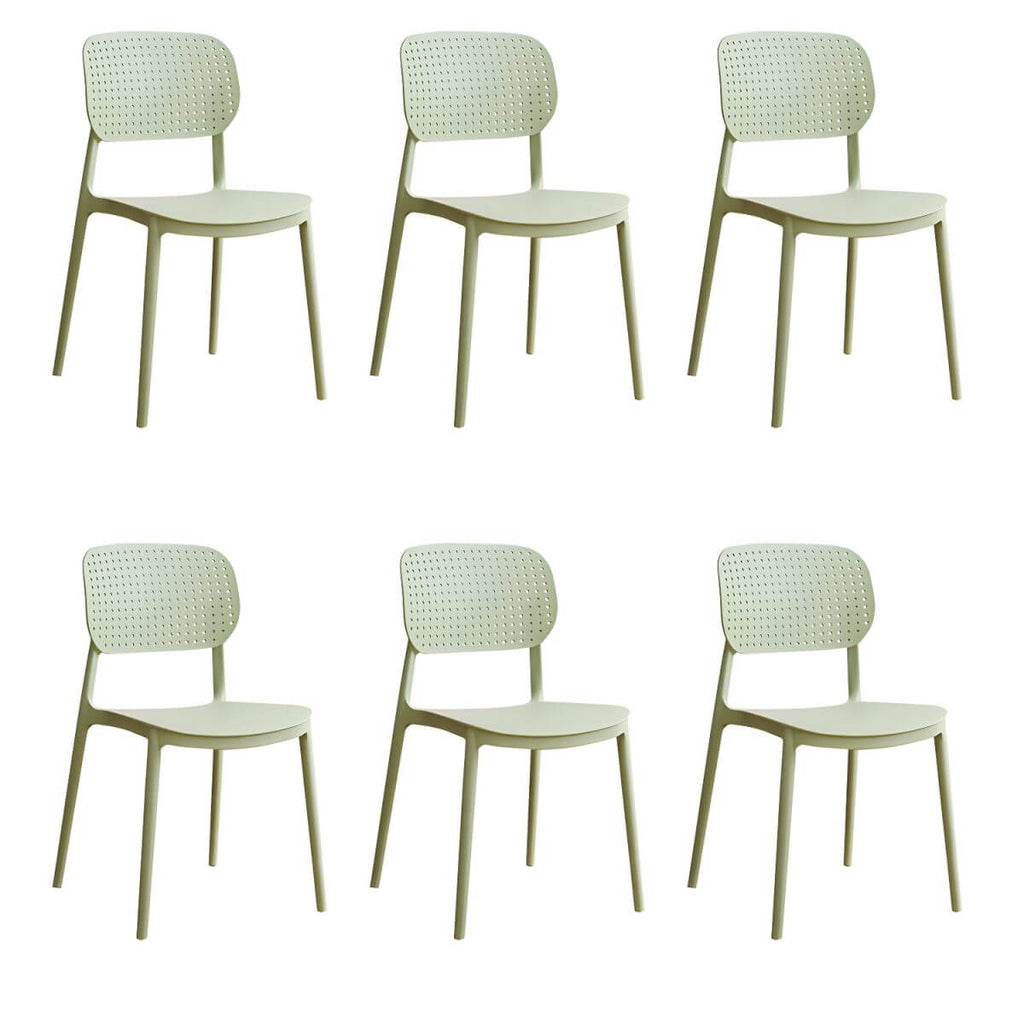 Stackable Scandinavian style plastic and acrylic side chair with low back for dining