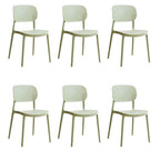 Stackable Scandinavian style plastic and acrylic side chair with low back for dining