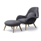 Nordic modern single sofa lounge chair with velvet fabric cushion and ottoman set