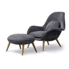 Nordic modern single sofa lounge chair with ottomans and velvet fabric cushion in cozy reading nook