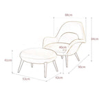 Nordic modern single sofa lounge chair with velvet fabric cushion and ottoman set