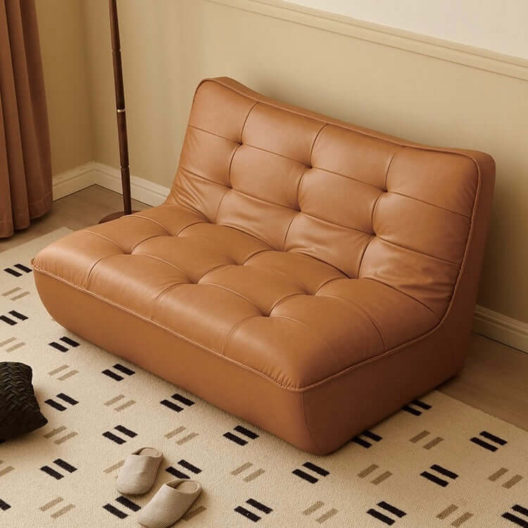 ブラウン/ブラック/ホワイト ノルディックモダンPUレザーソファラウンジチェア サブ画像