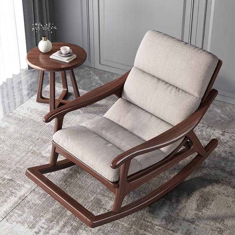 Indoor rocking chair with cushions in dark gray メイン画像