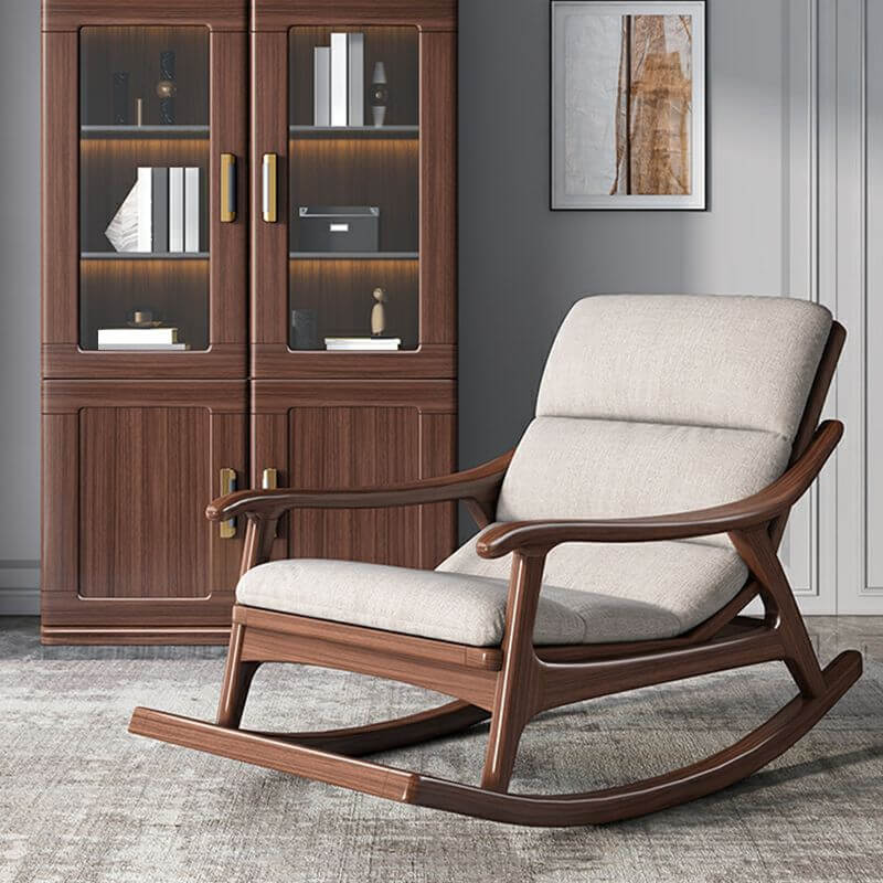 Light gray indoor rocking chair with cushions