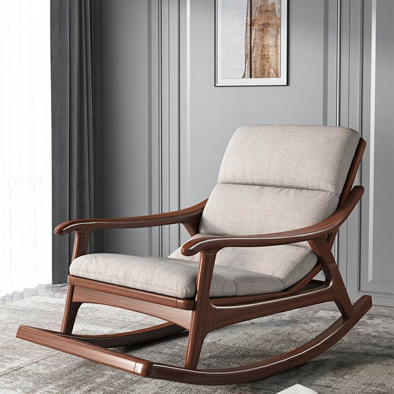 1 Piece Indoor Rocking Chair with Removable Cushions Walnut Wood Cocochairs cocochairs