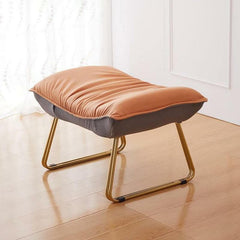 Footstool in Orange Upholstery with Gold Legs