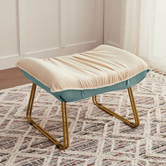 22-inch Rectangular Footstool with Solid Color Upholstery