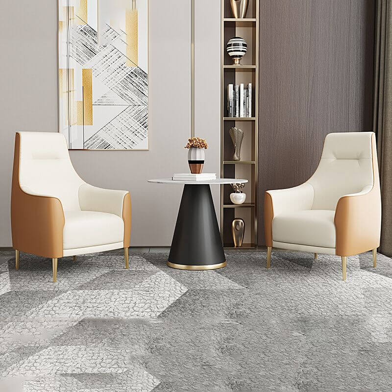 25.6 inch wide faux leather arm chair front view メイン画像