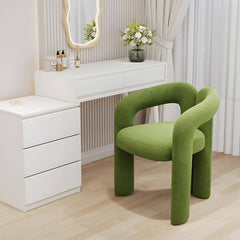 Gray upholstered vanity stool with straight legs