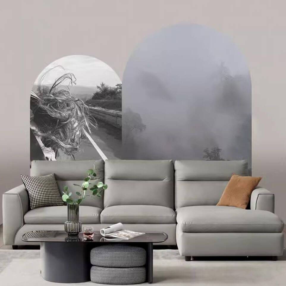 Dove grey L-shaped sofa set