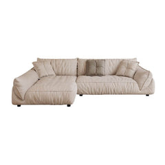 Three Piece L-Shape Ivory Sofa Chaise Set