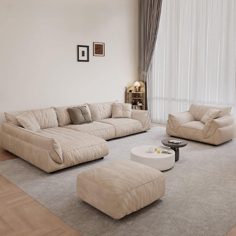 3 Piece Set/2 Pc L-Shape Ivory Watertight Left Hand Facing Sofa Chaise for 4/3 Person, 1 Chaise サブ画像