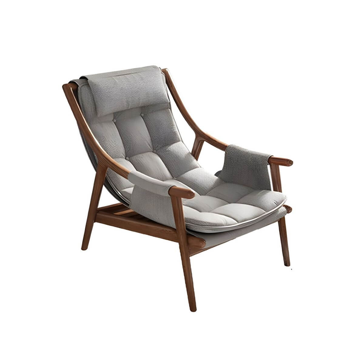 Side view of small size recliner in cotton upholstery