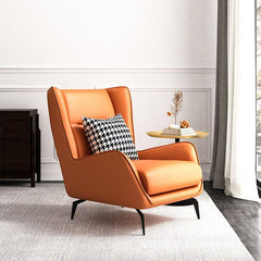 Modern upholstered slipper chair in living room