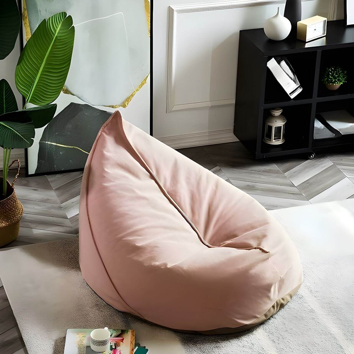 Pink velvet bag leisure chair