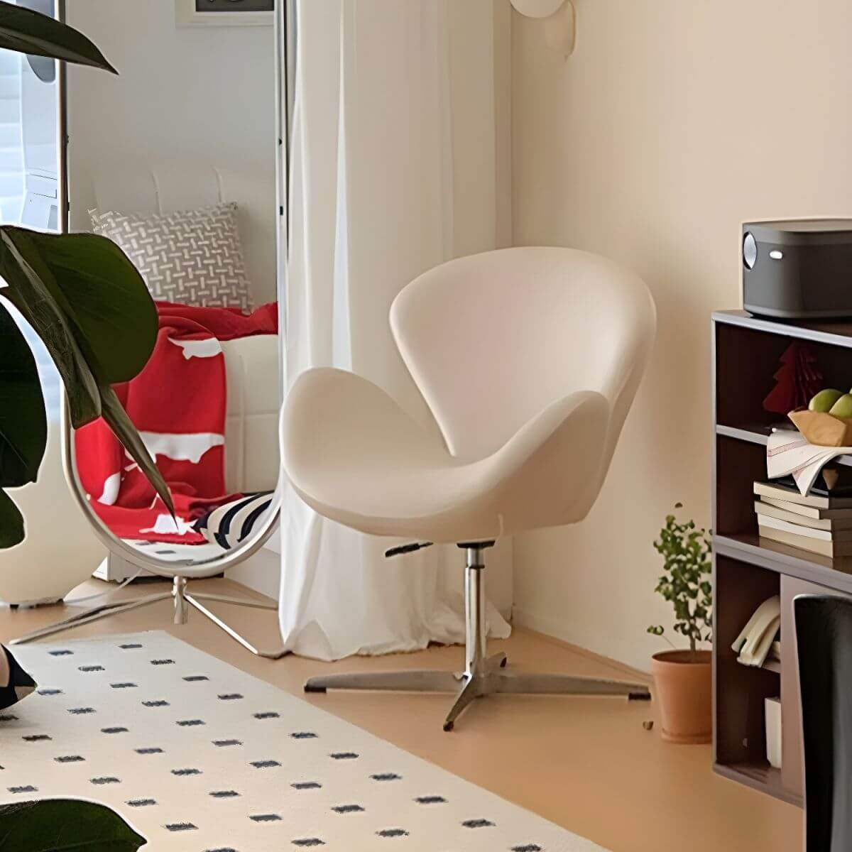 Modern vanity stool with back and arms