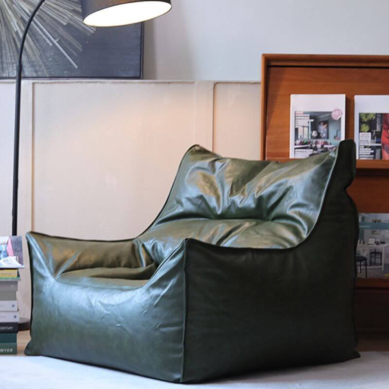 Green faux leather bean bag chair Main image