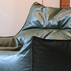 Versatile bean bag chair in a rustic decor