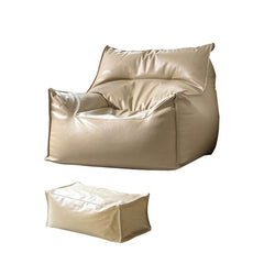 Bean bag chair placed beside a modern coffee table