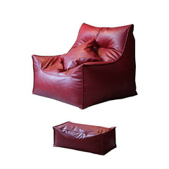 Close-up of the faux leather upholstery on a bean bag chair