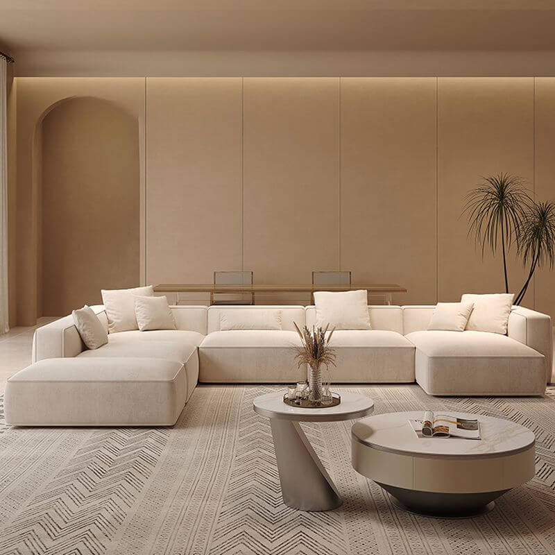 Interior design with 5-seater sofa