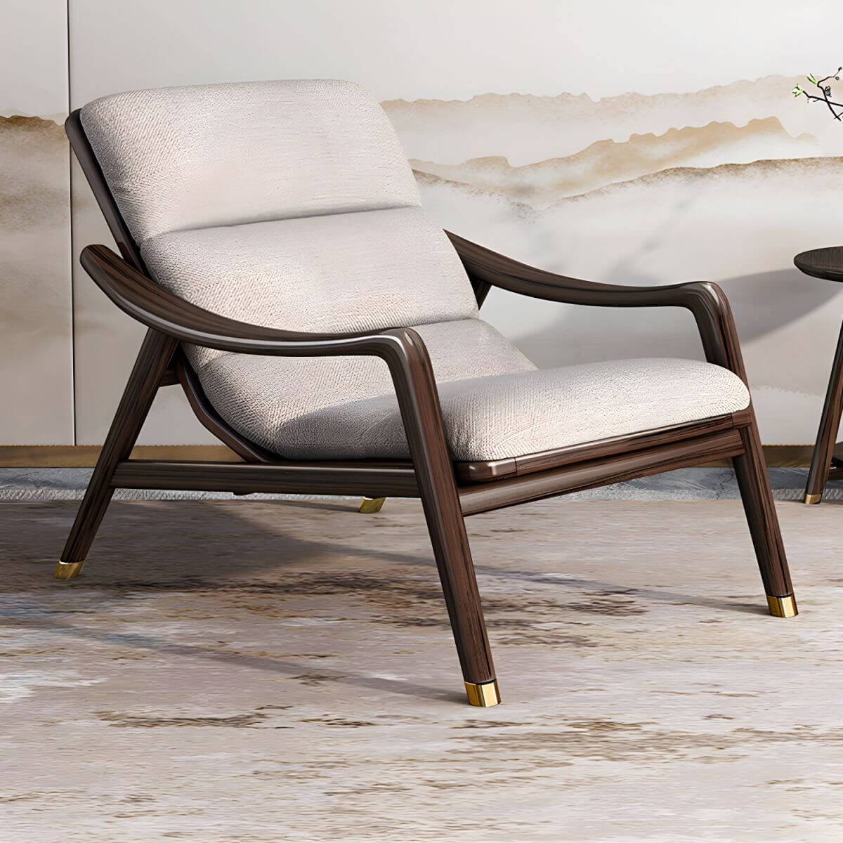 Scandinavian Wooden Ottoman Recliner