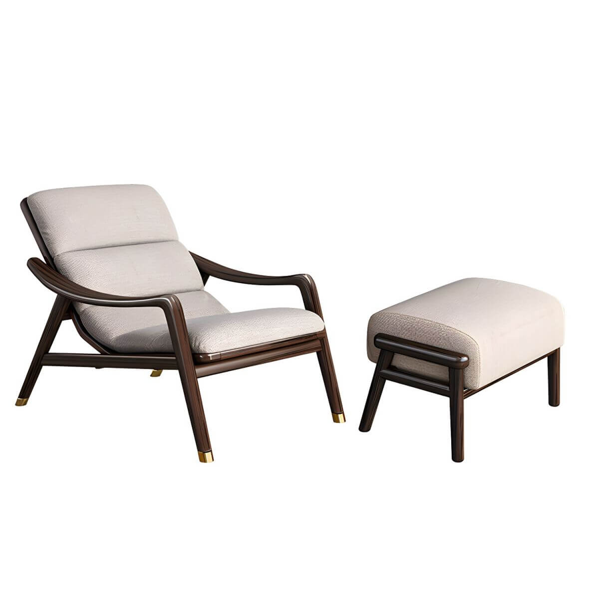 Scandinavian Wooden Ottoman Recliner