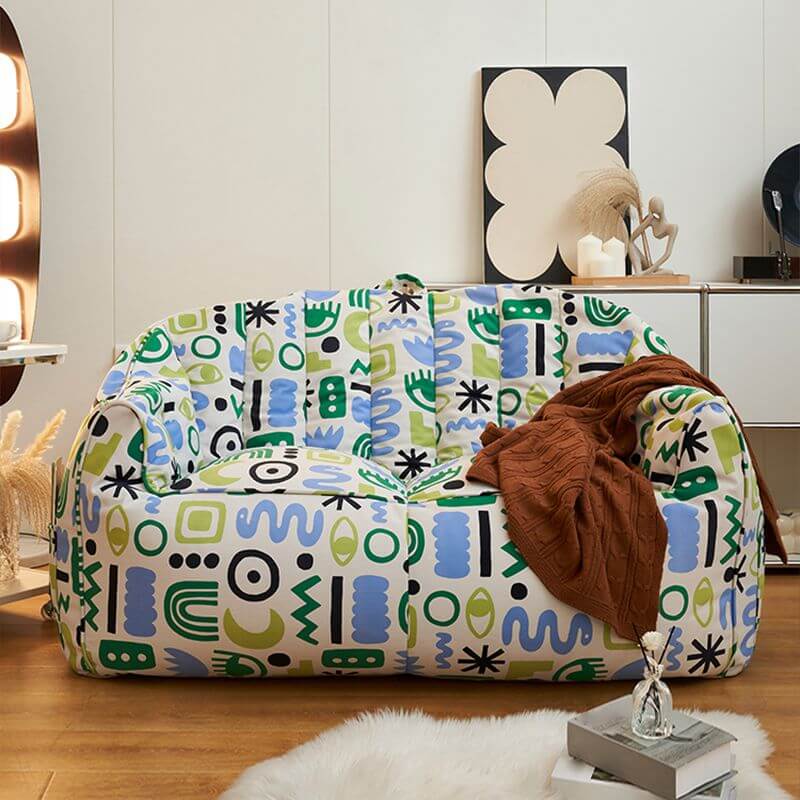 bean bag sofa with abstract pattern