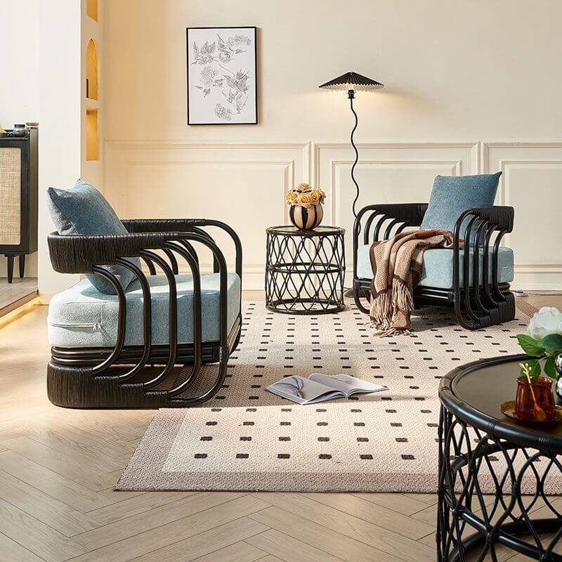 Rattan frame accent chair design