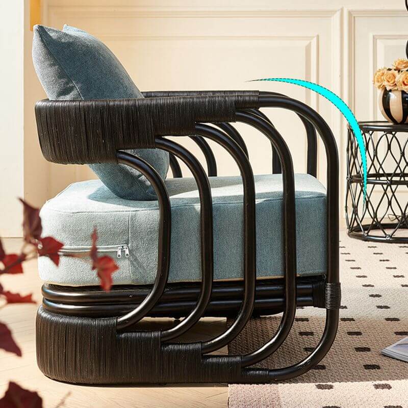 Luxurious pillow back chair in living room