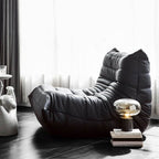 Pink genuine leather bean bag sofa